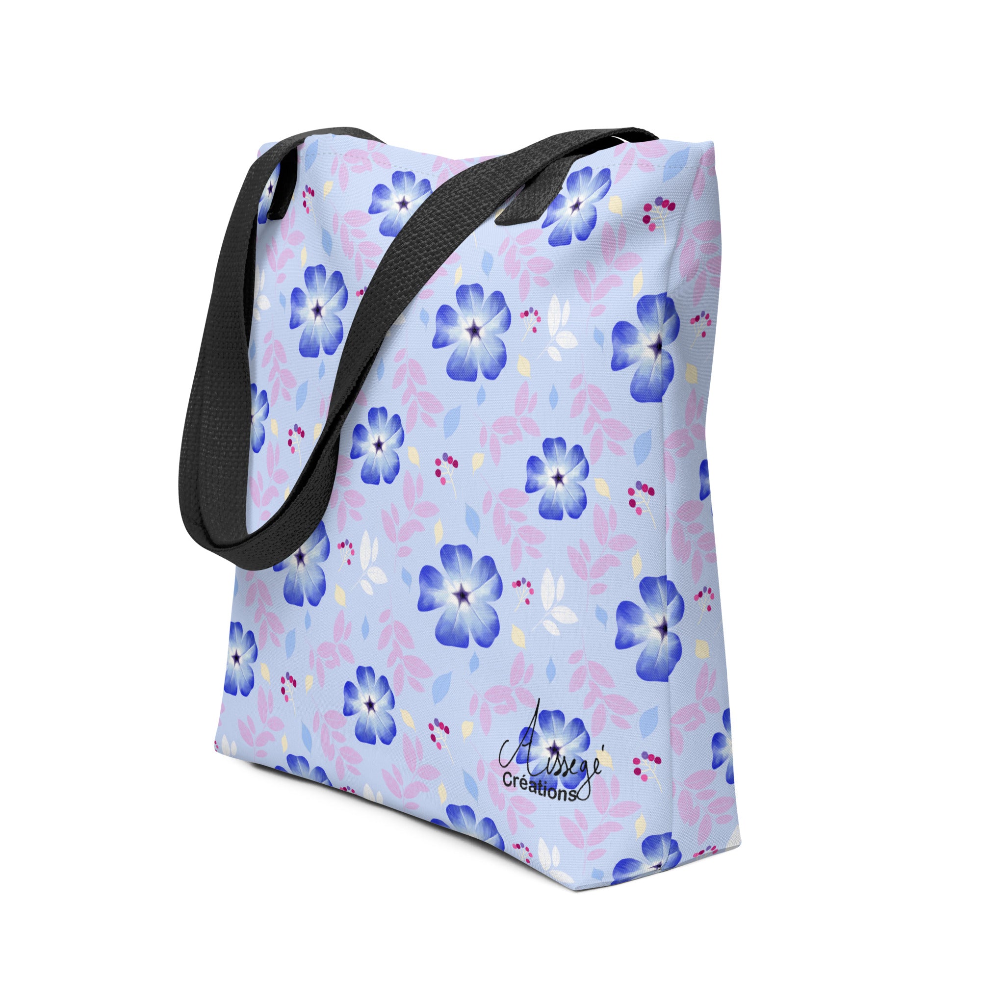 Tote bag "Ceratostigma" - Noir - Aissegé Créations