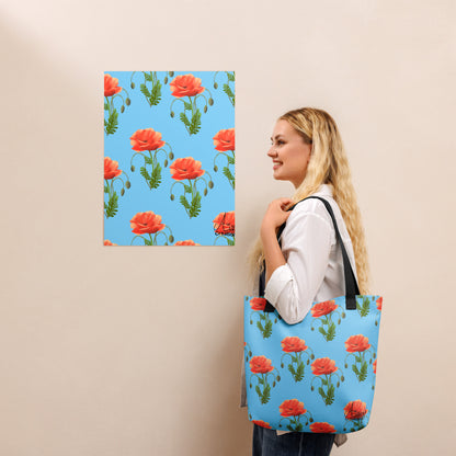 Tote bag "Coquelicots" - Noir - Aissegé Créations