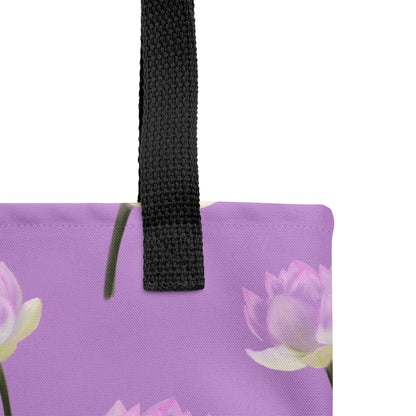 Tote bag "Nénuphars mauve" - Noir - Aissegé Créations