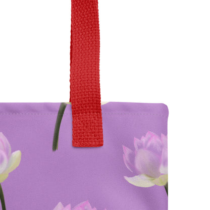 Tote bag "Nénuphars mauve" - Noir - Aissegé Créations