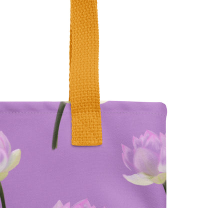 Tote bag "Nénuphars mauve" - Noir - Aissegé Créations