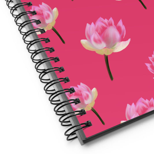 "Raspberry Water Lilies" Spiral Notebook