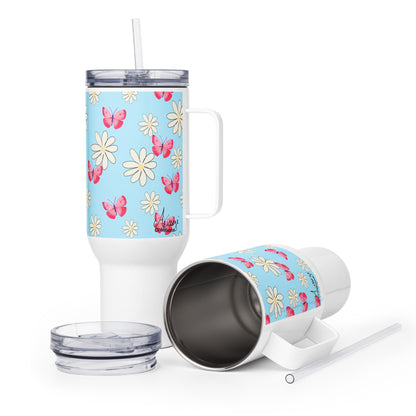 Mug avec anse "Papillons et Marguerites"