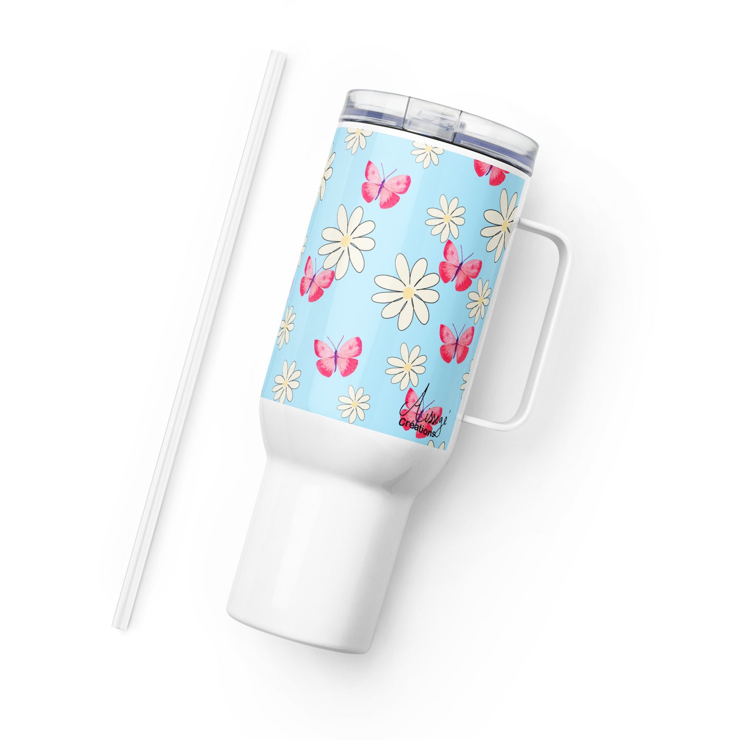 Mug avec anse "Papillons et Marguerites"