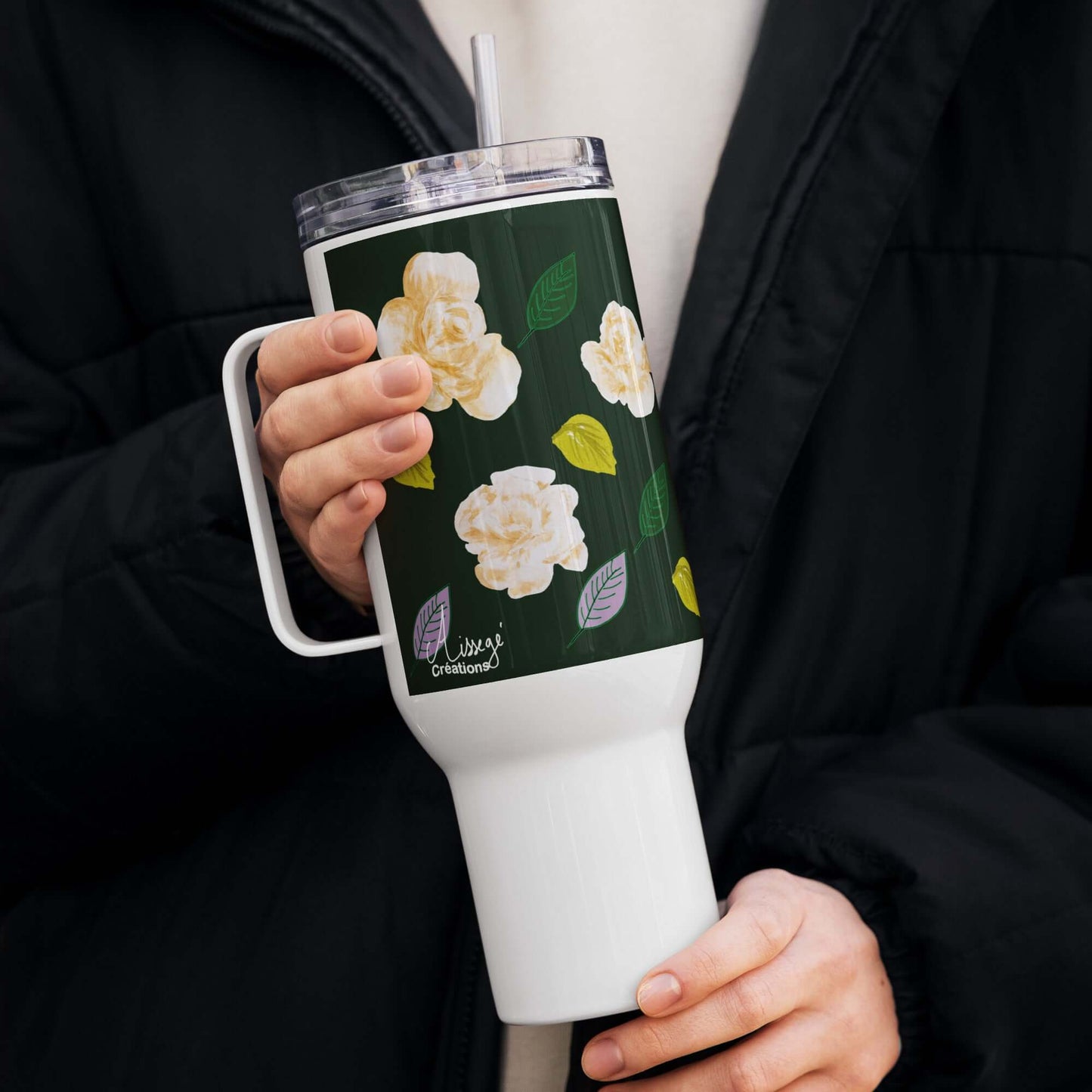 Mug avec anse "Roses d'Or"