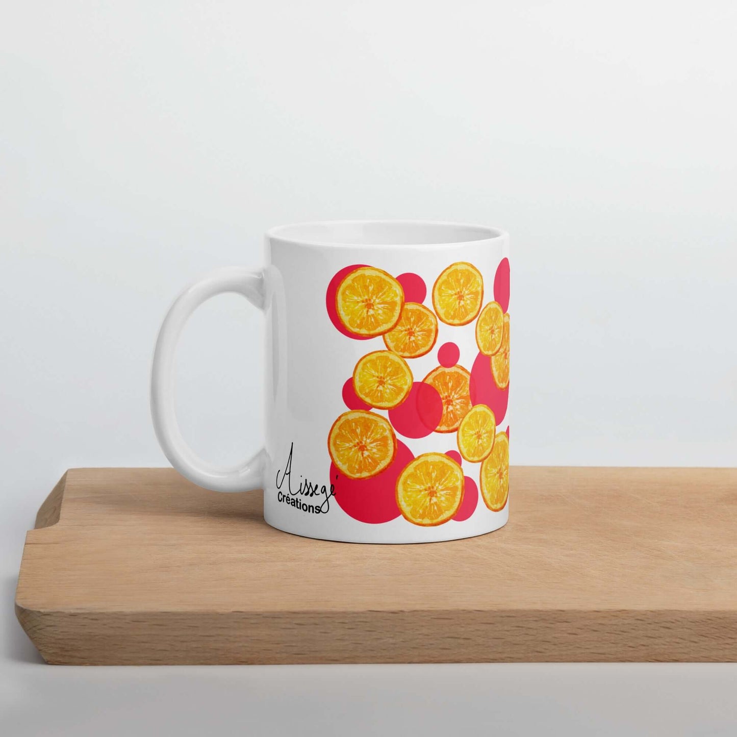 Glossy White Mug "Tart Oranges"