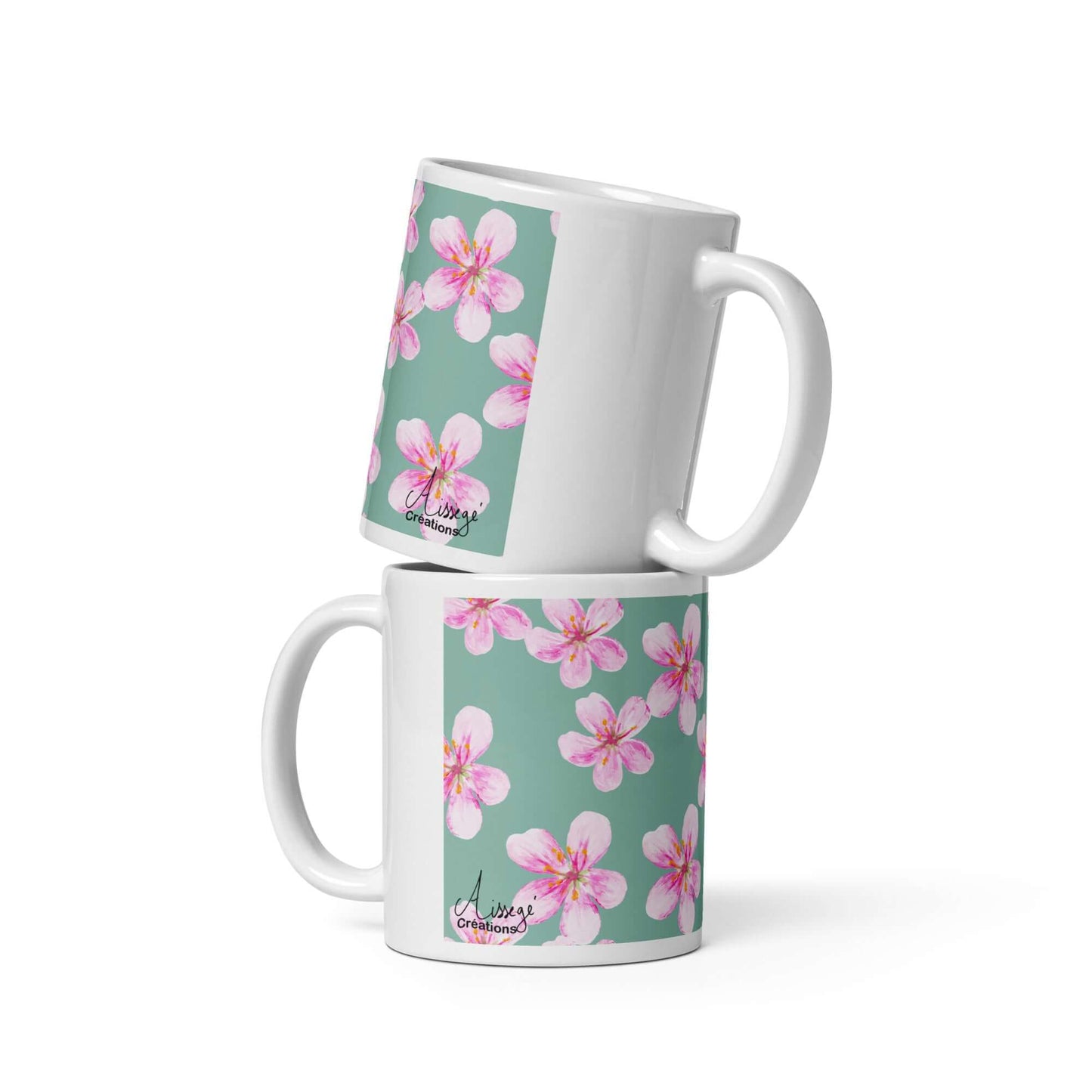 Mug Blanc Brillant "Petites Fleurs"