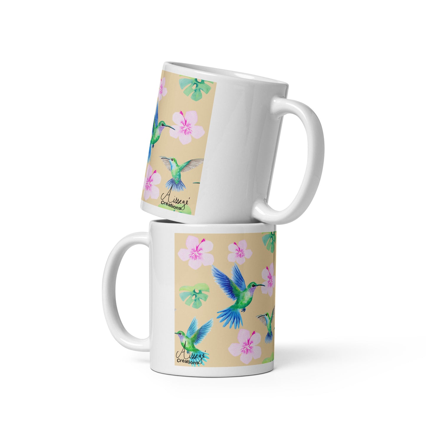 Mug Blanc Brillant "Colibris"