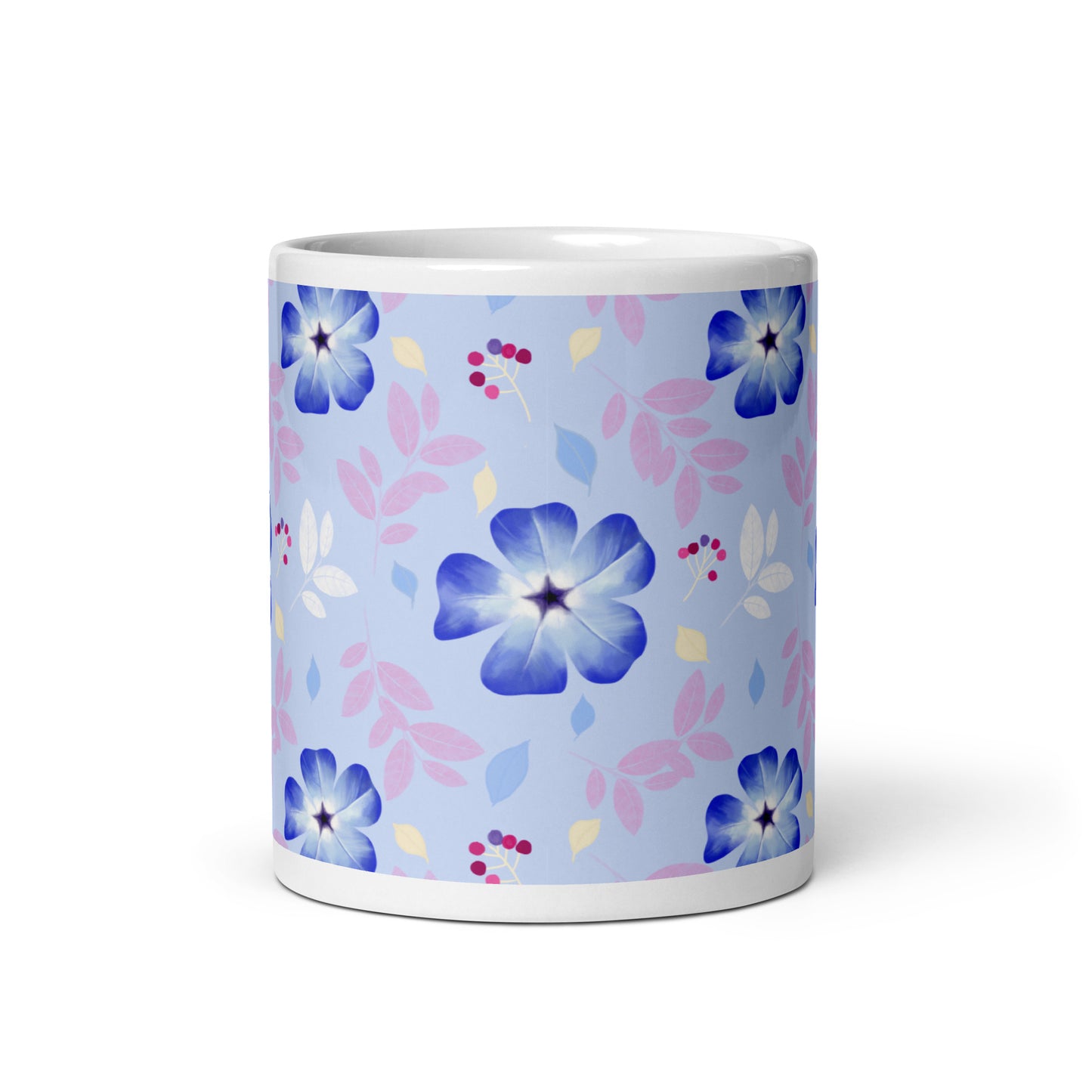 Mug Blanc Brillant "Cératostigma" - 11 oz - Aissegé Créations