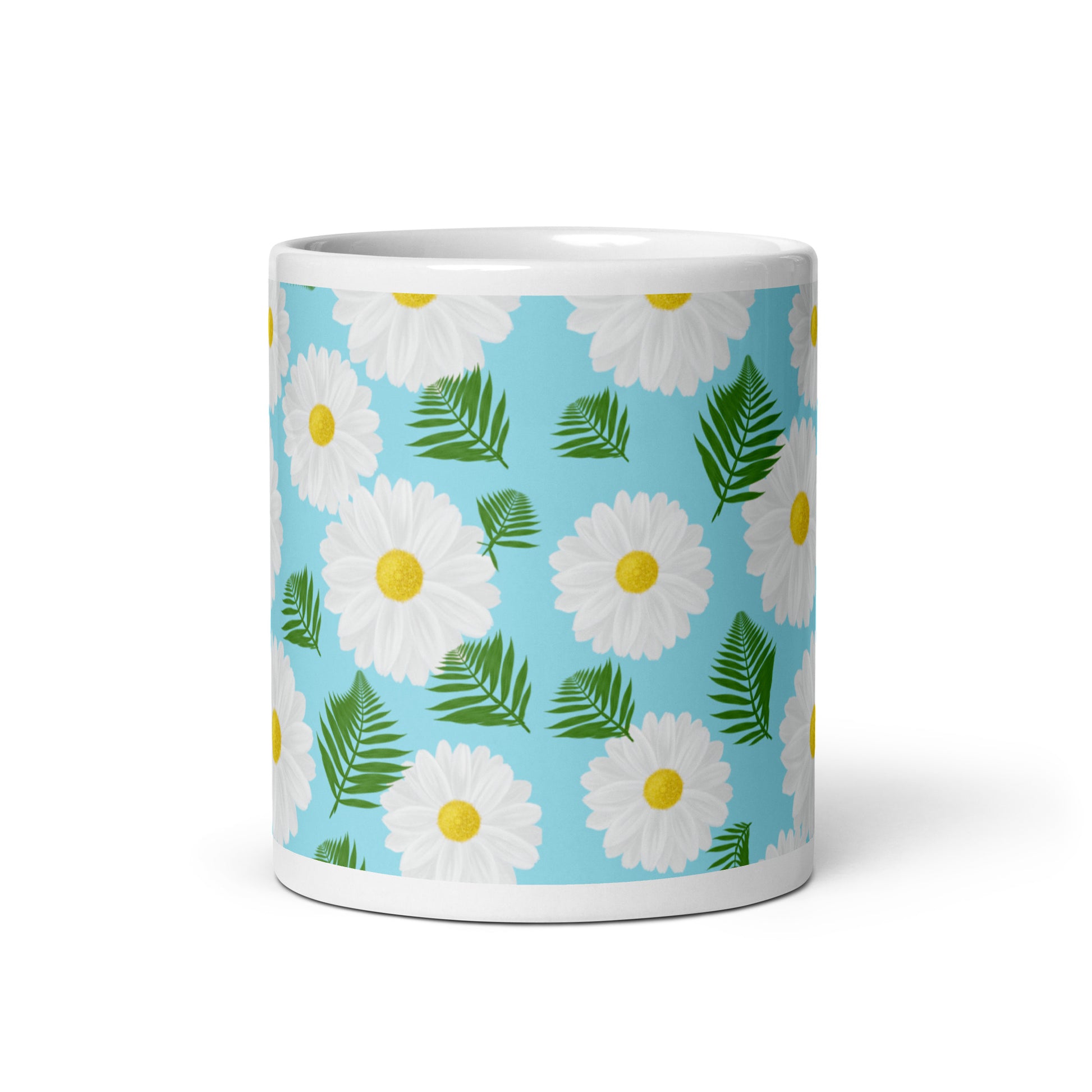 Mug Blanc Brillant "Marguerites" - 11 oz - Aissegé Créations