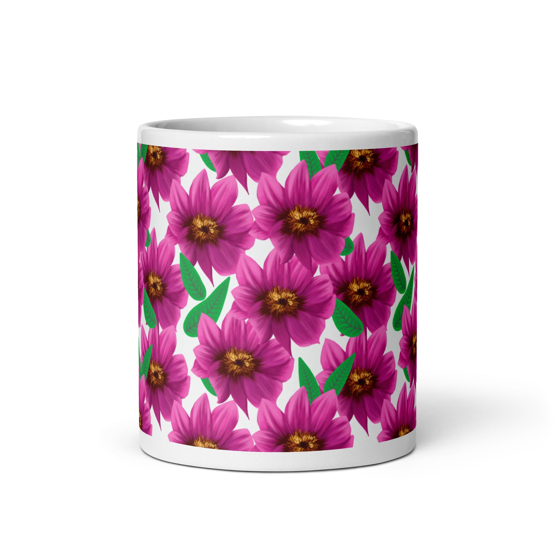 Mug Blanc Brillant "Dahlia Printania" - 11 oz - Aissegé Créations