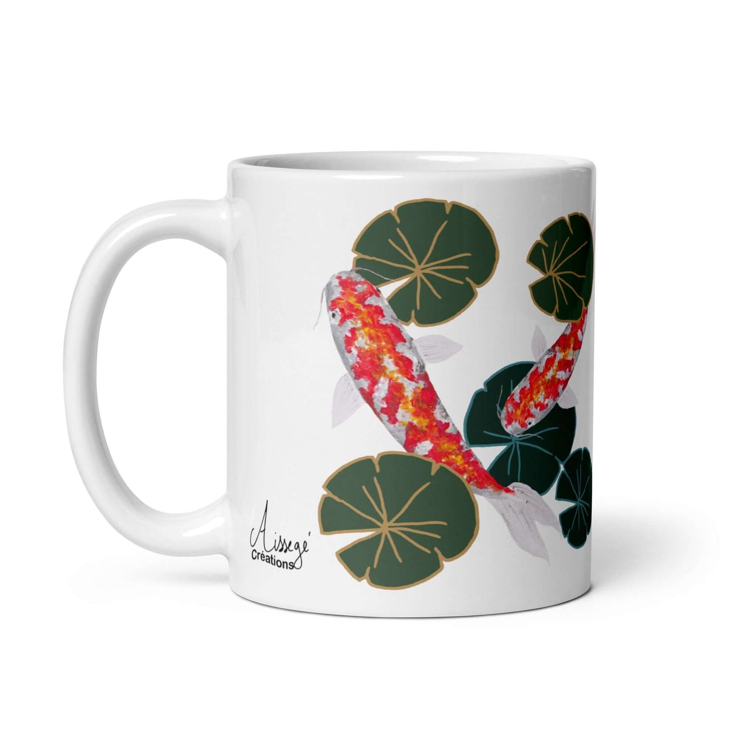 Glossy White Mug "Koi Carp"