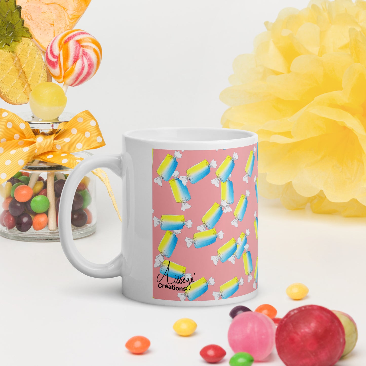 Mug Blanc Brillant "Les bonbons"