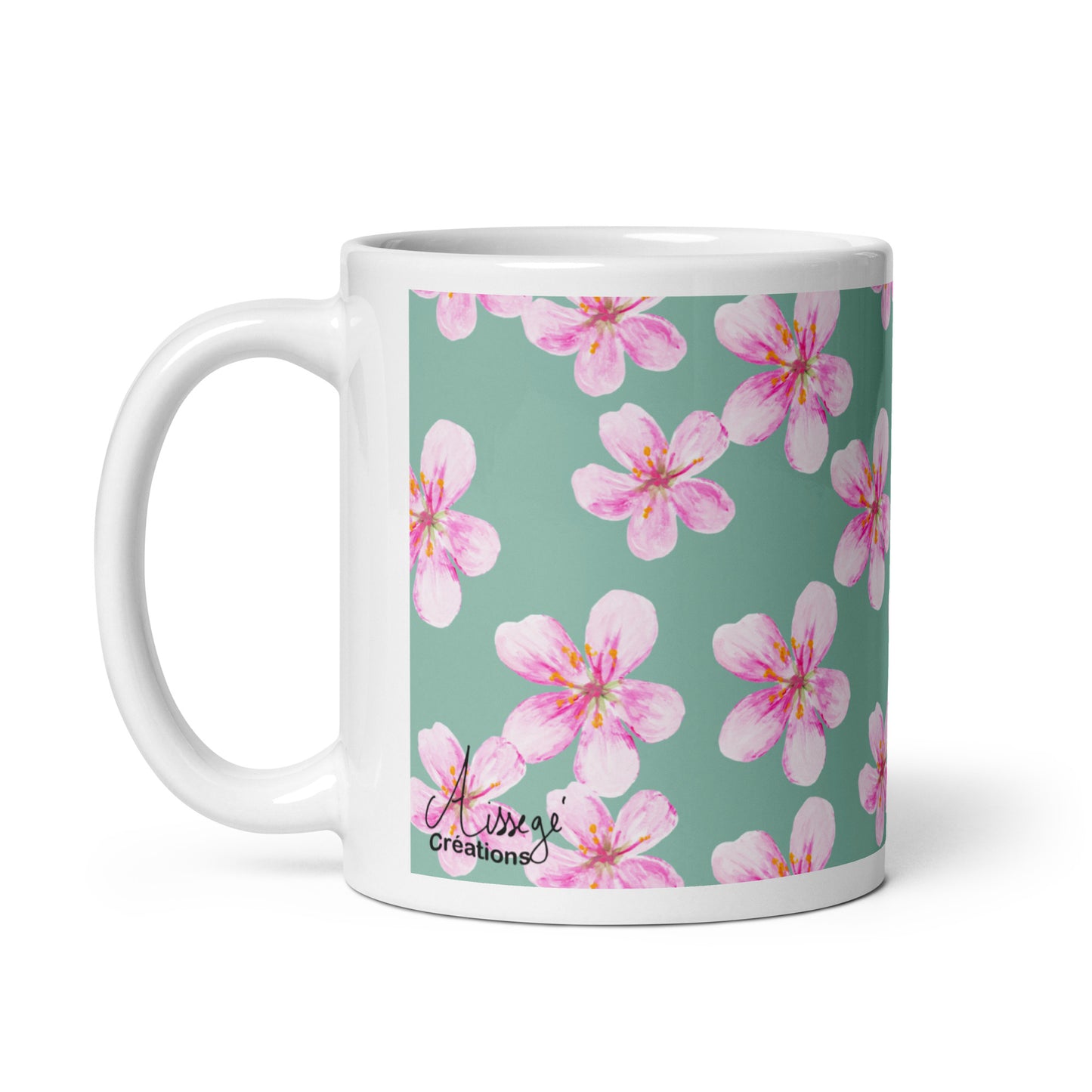 Mug Blanc Brillant "Petites Fleurs"