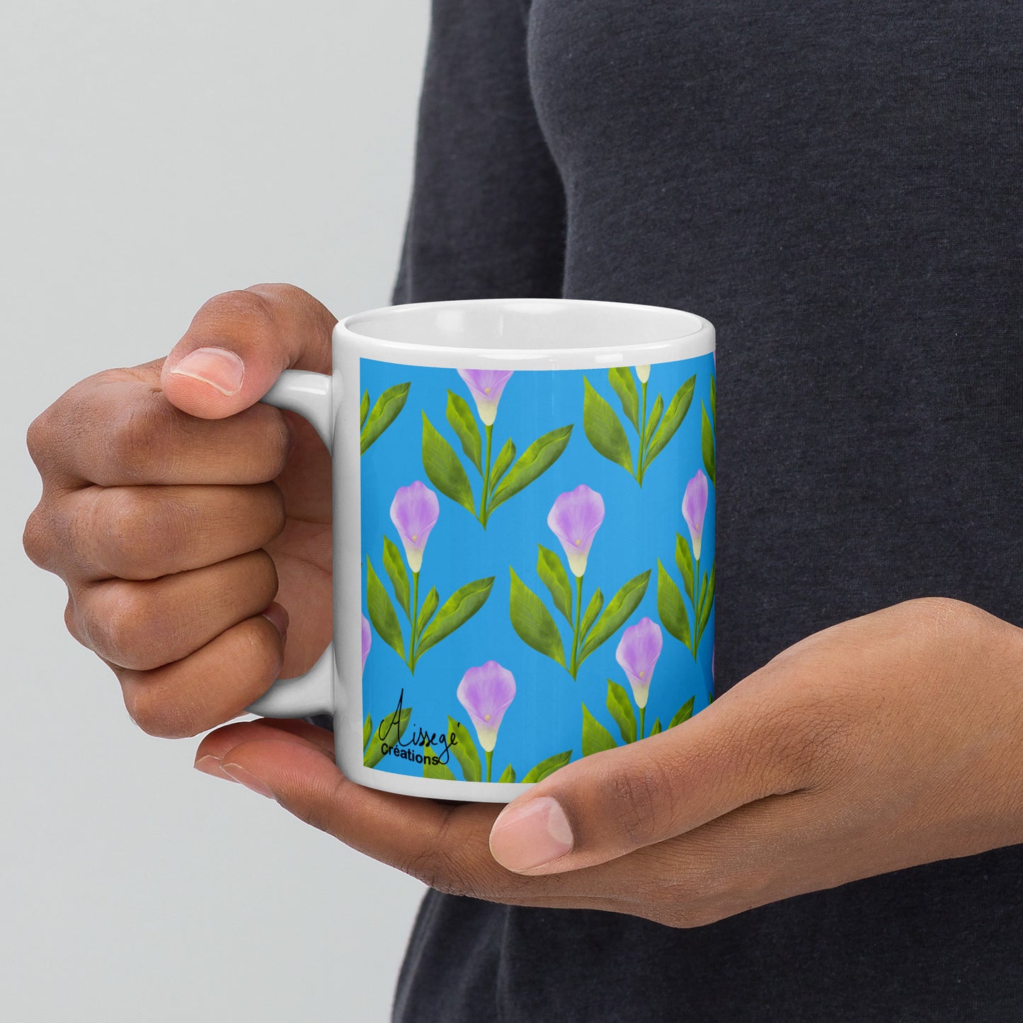 Mug Blanc Brillant "Arums"
