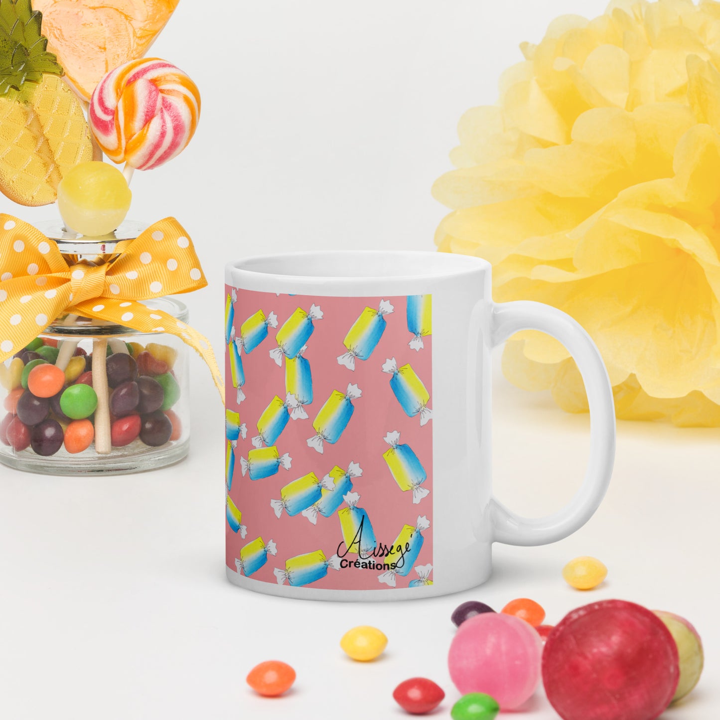 Mug Blanc Brillant "Les bonbons"