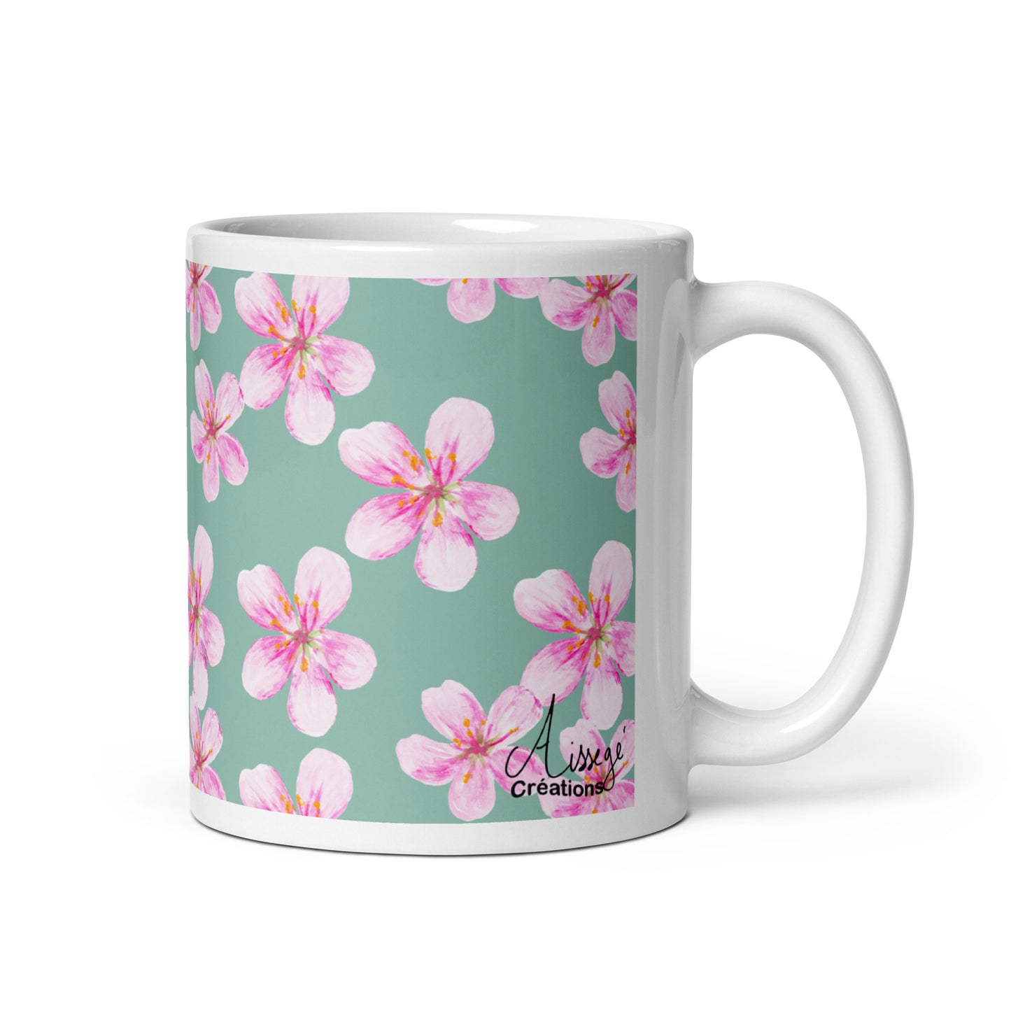 Mug Blanc Brillant "Petites Fleurs"