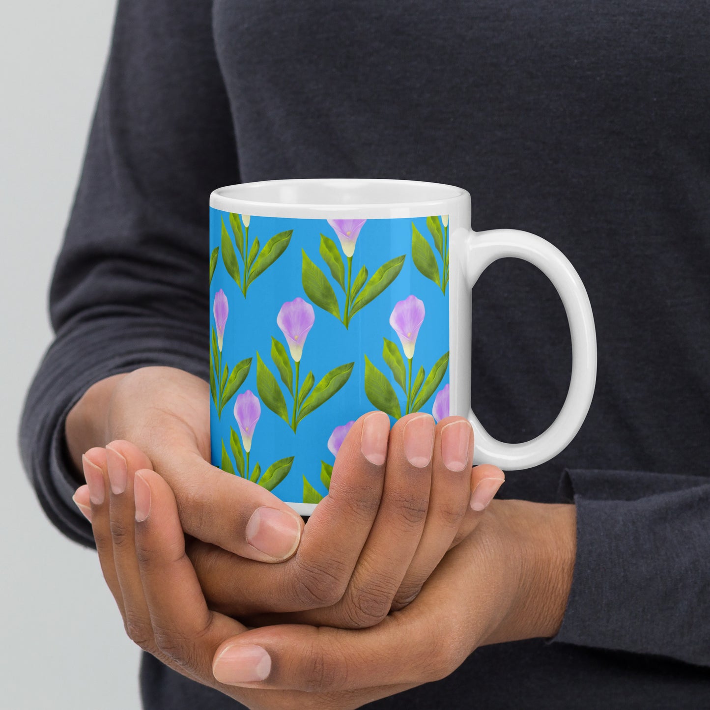 Mug Blanc Brillant "Arums"