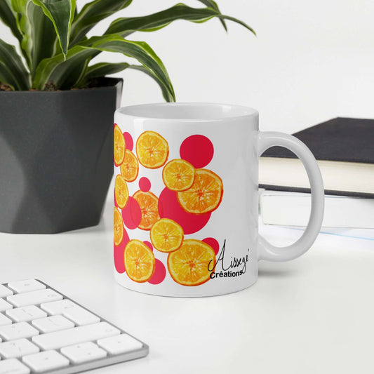 Glossy White Mug "Tart Oranges"