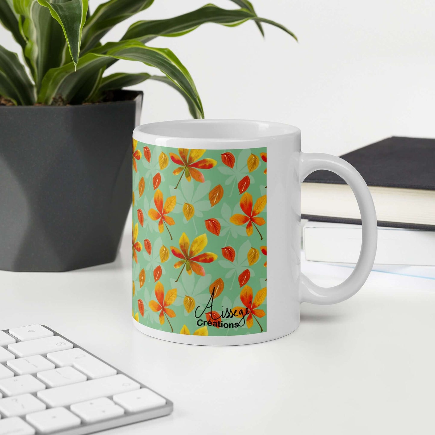 Mug Blanc Brillant "Automne"