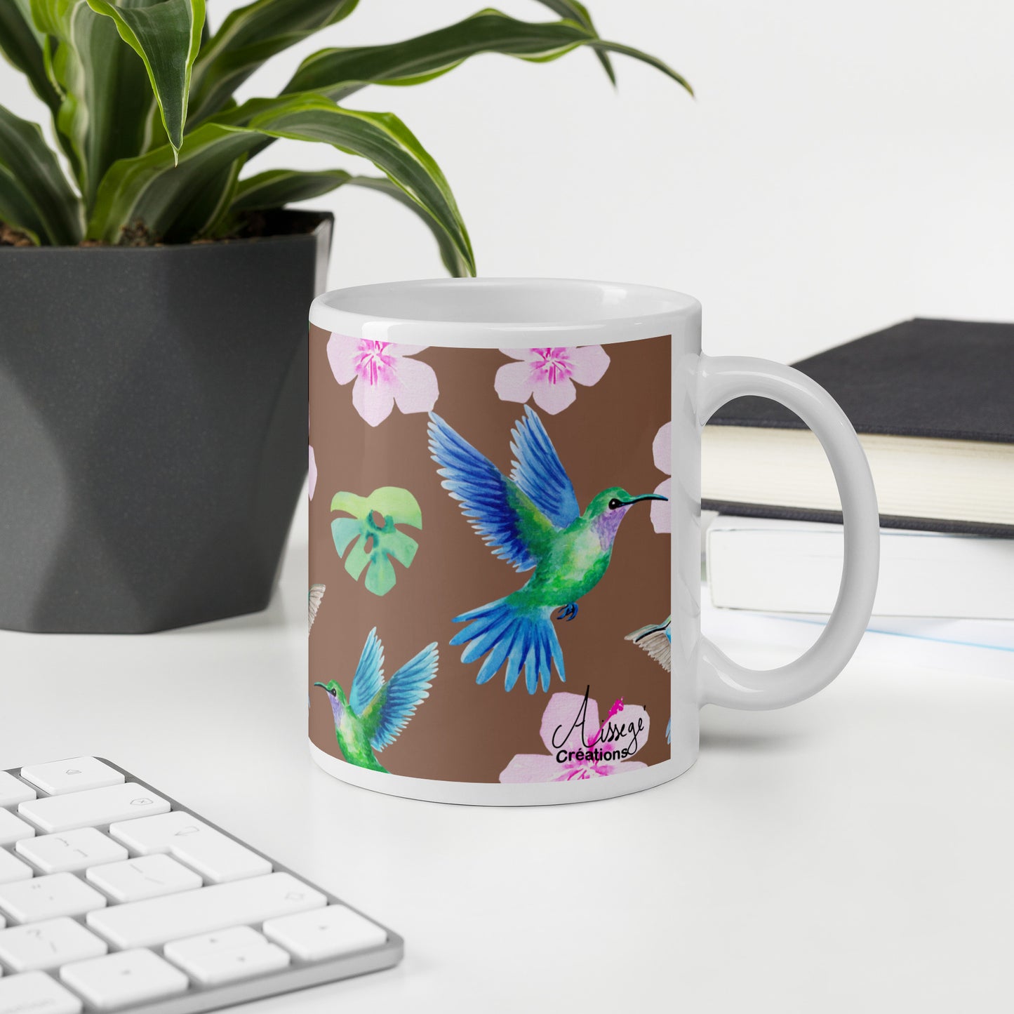 Glossy White Mug "Hummingbirds 2"