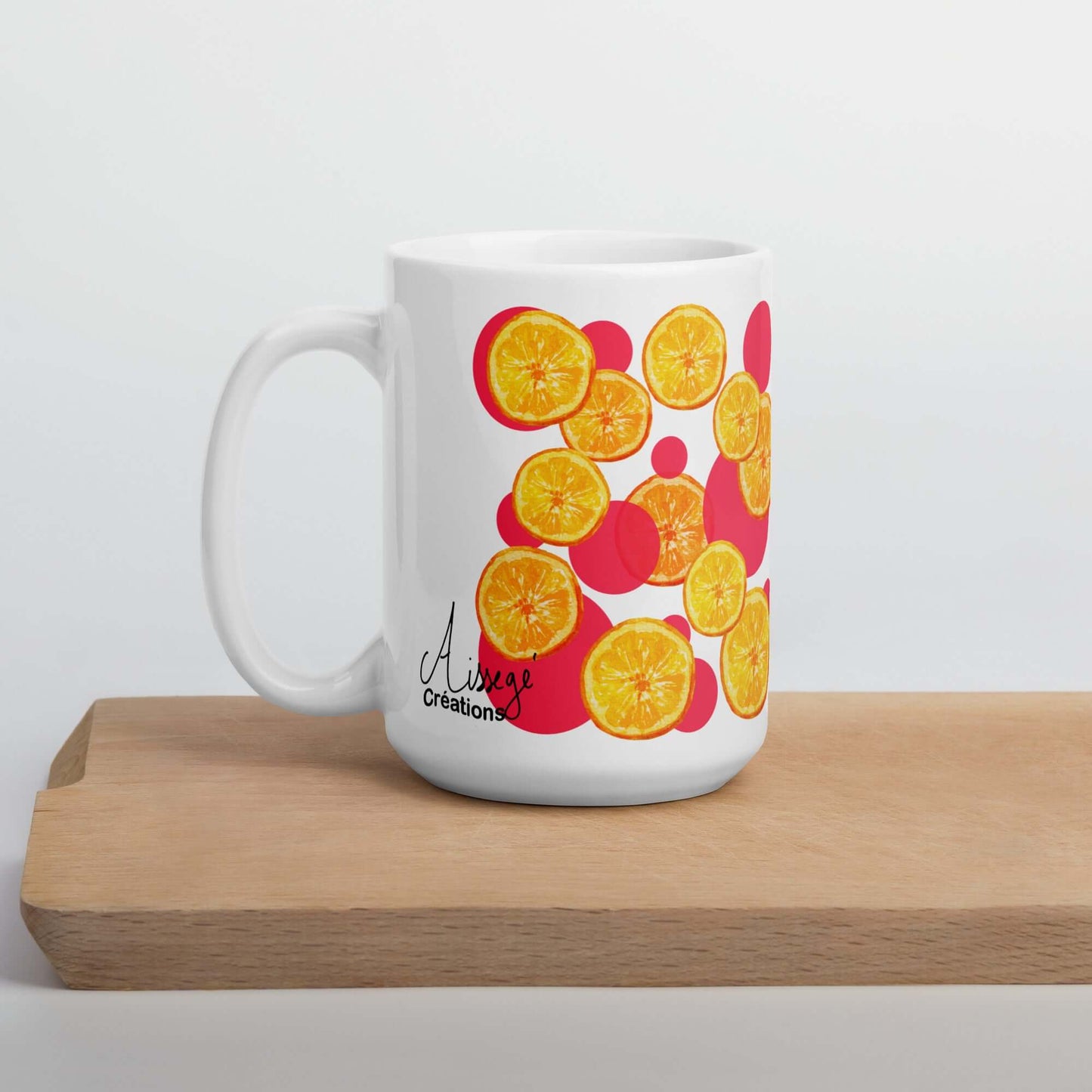 Glossy White Mug "Tart Oranges"