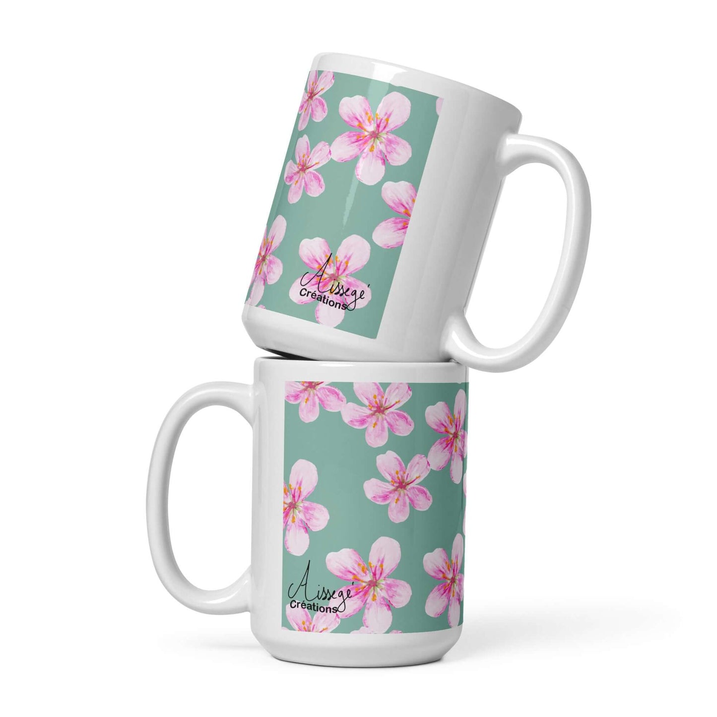 Mug Blanc Brillant "Petites Fleurs"