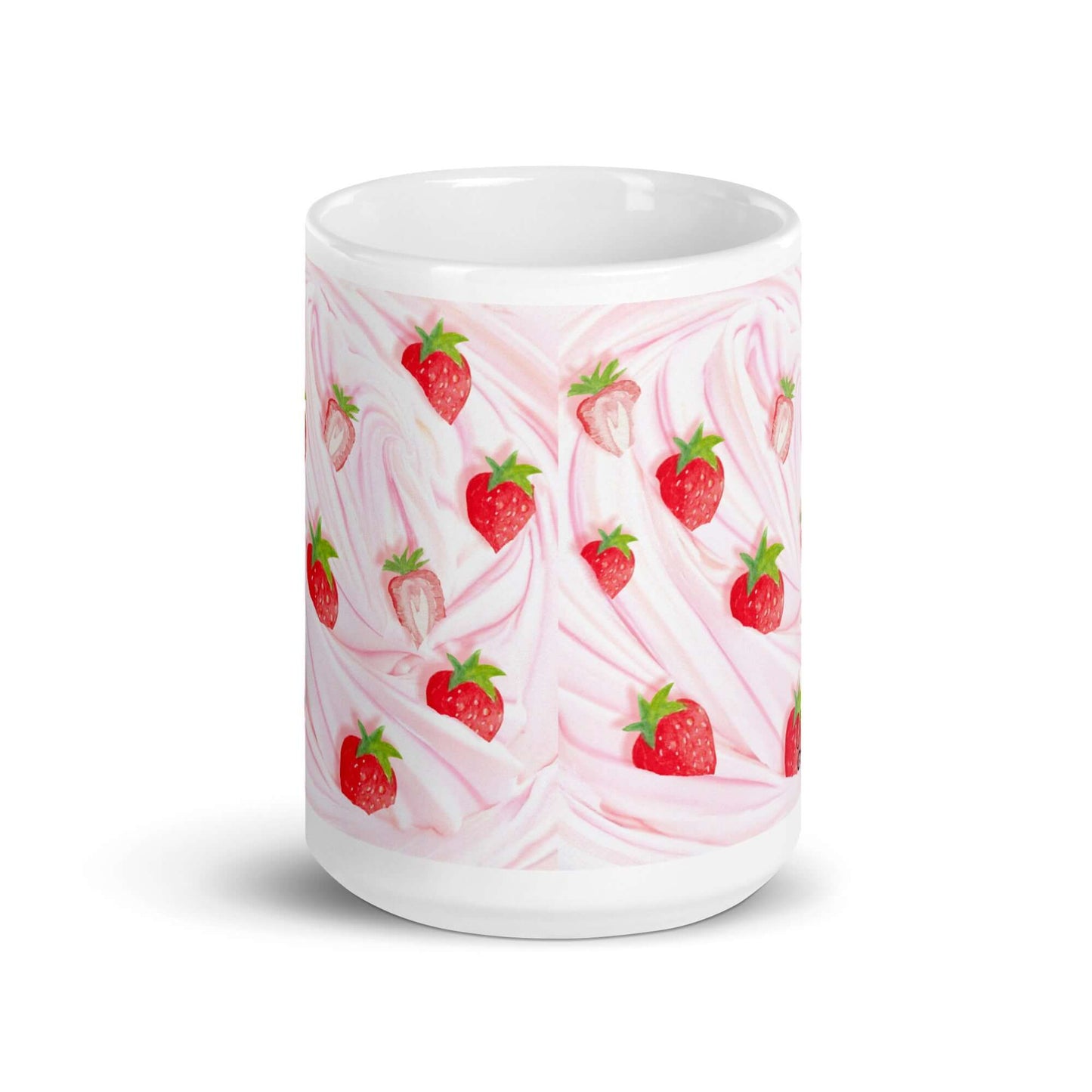 Glossy White Mug "Strawberries Chantilly"