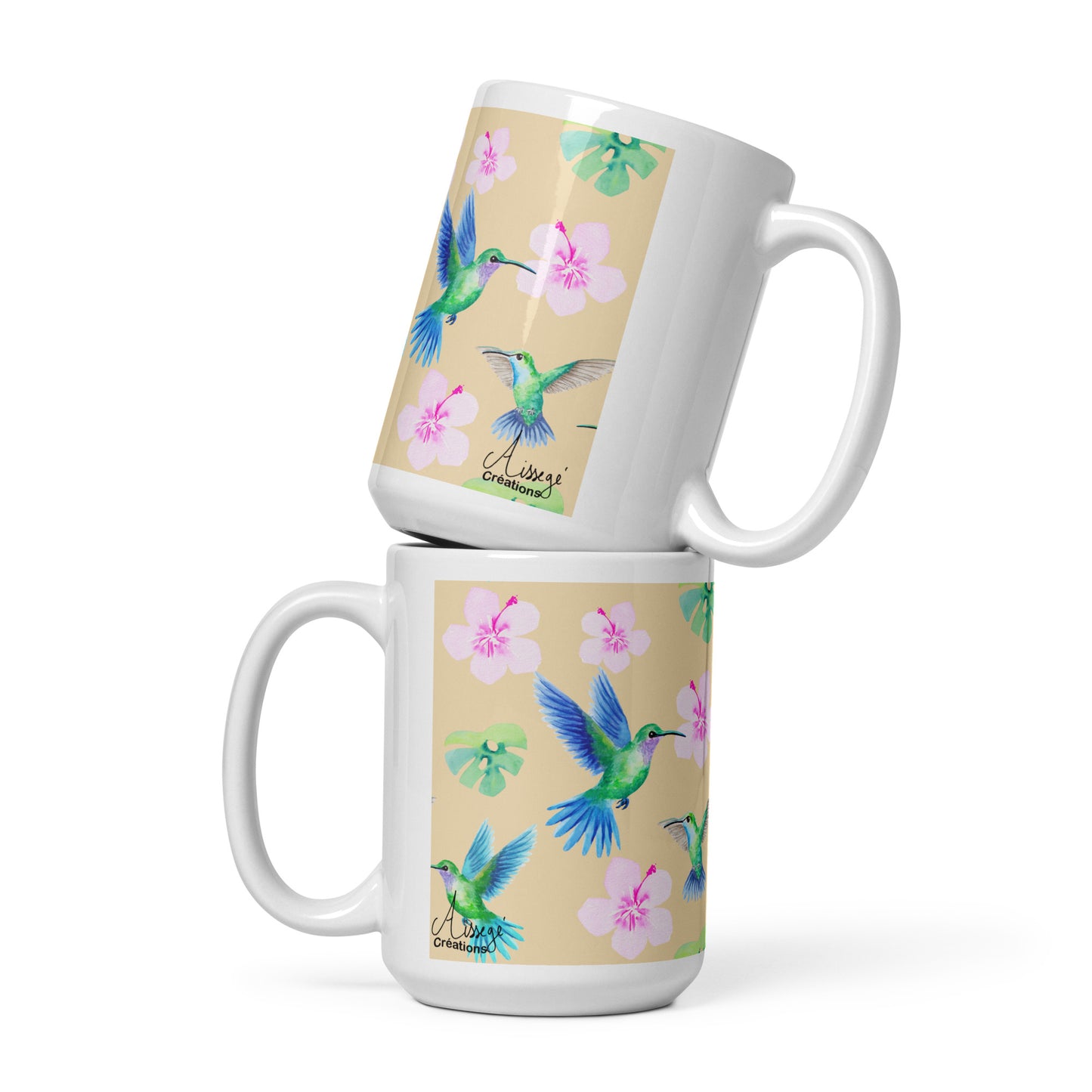 Mug Blanc Brillant "Colibris"