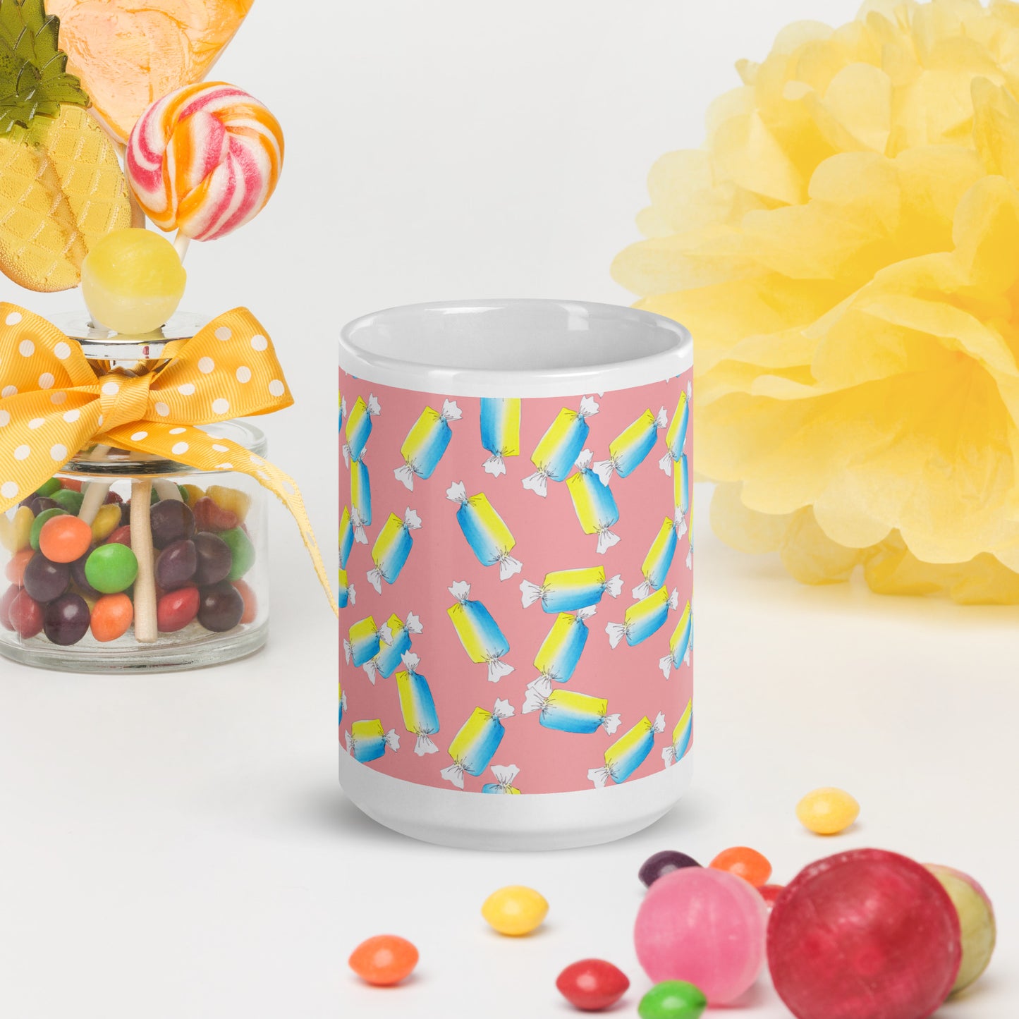 Mug Blanc Brillant "Les bonbons"