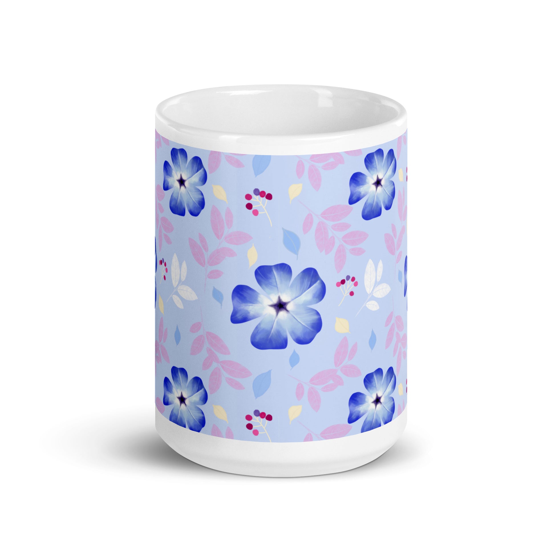Mug Blanc Brillant "Cératostigma" - 11 oz - Aissegé Créations