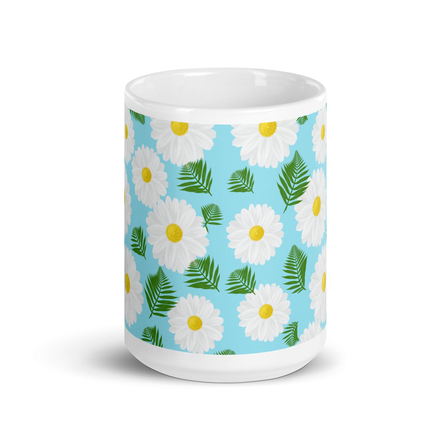 Mug Blanc Brillant "Marguerites" - 11 oz - Aissegé Créations