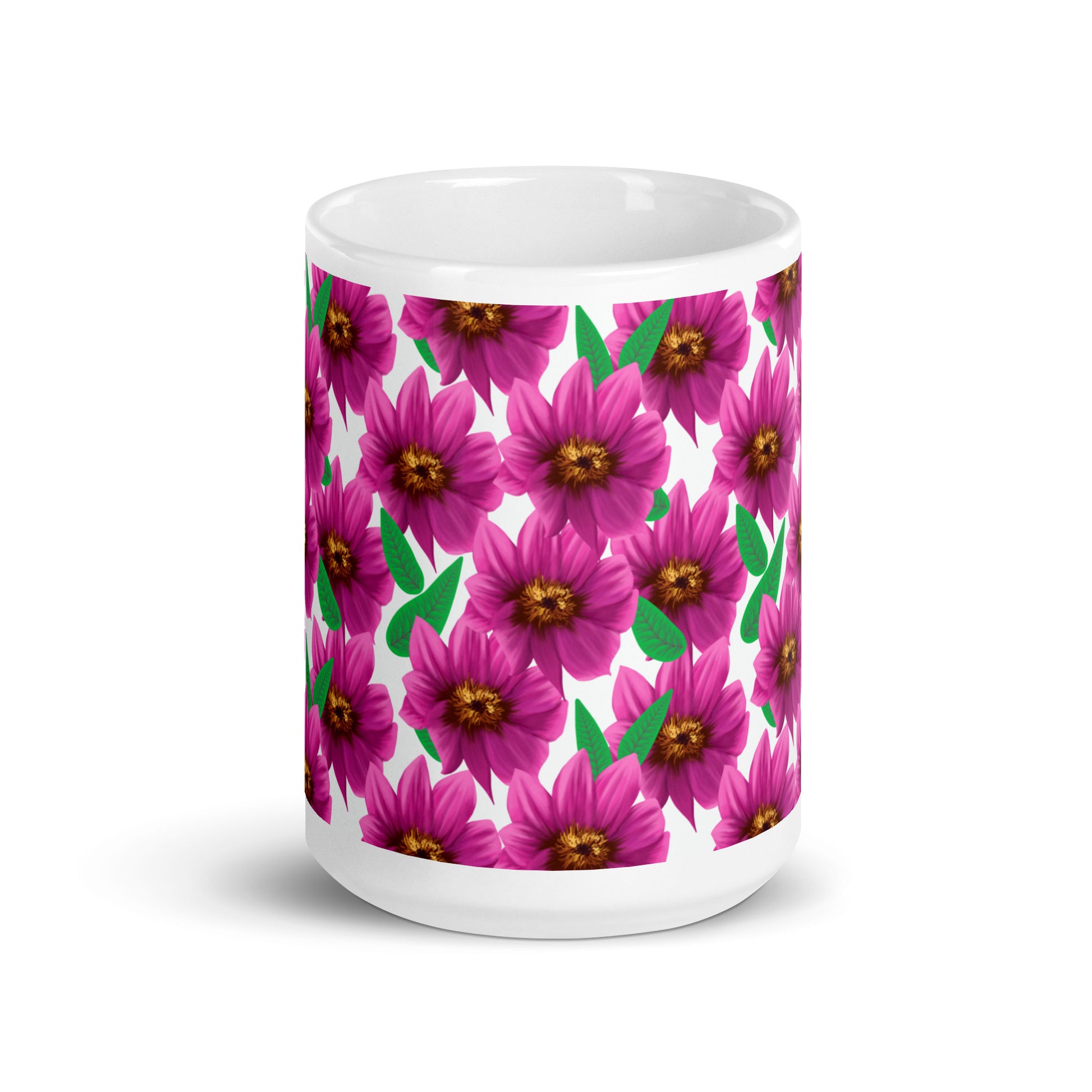 Mug Blanc Brillant "Dahlia Printania" - 11 oz - Aissegé Créations