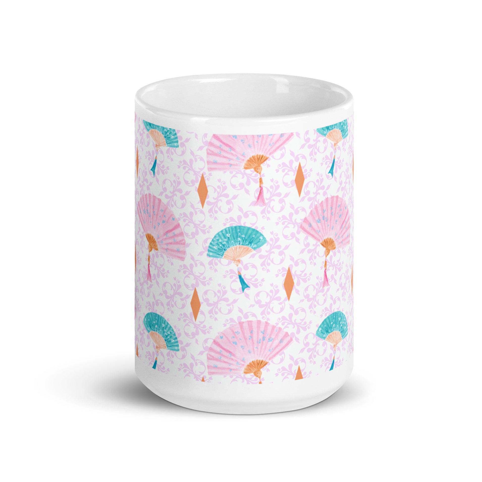 Mug Blanc Brillant "Les éventails" - 11 oz - Aissegé Créations