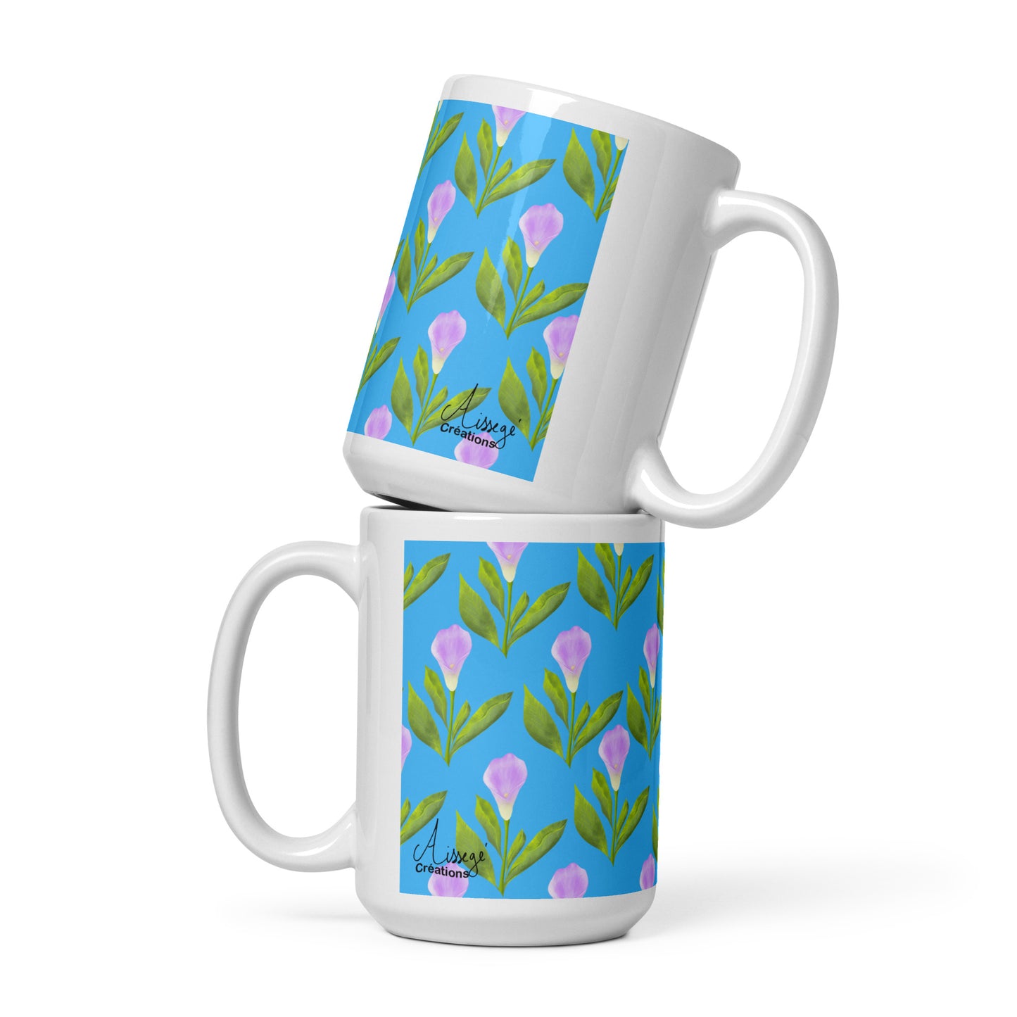 Mug Blanc Brillant "Arums"