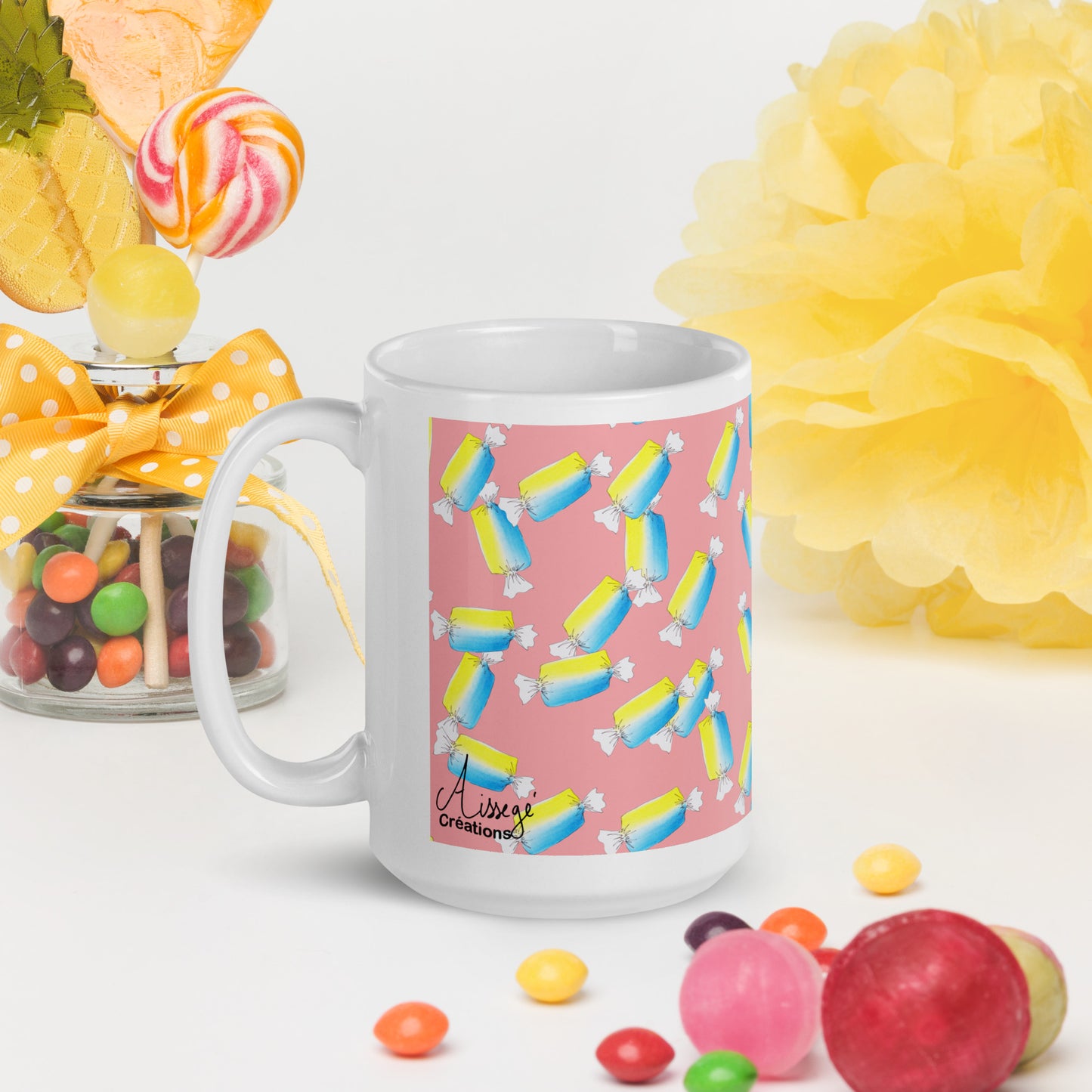 Mug Blanc Brillant "Les bonbons"