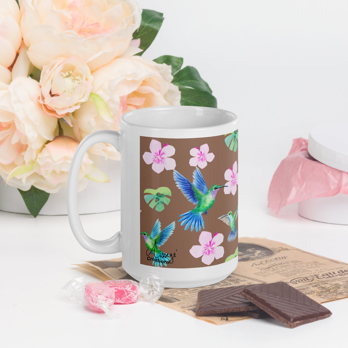 Mug Blanc Brillant "Colibris 2"