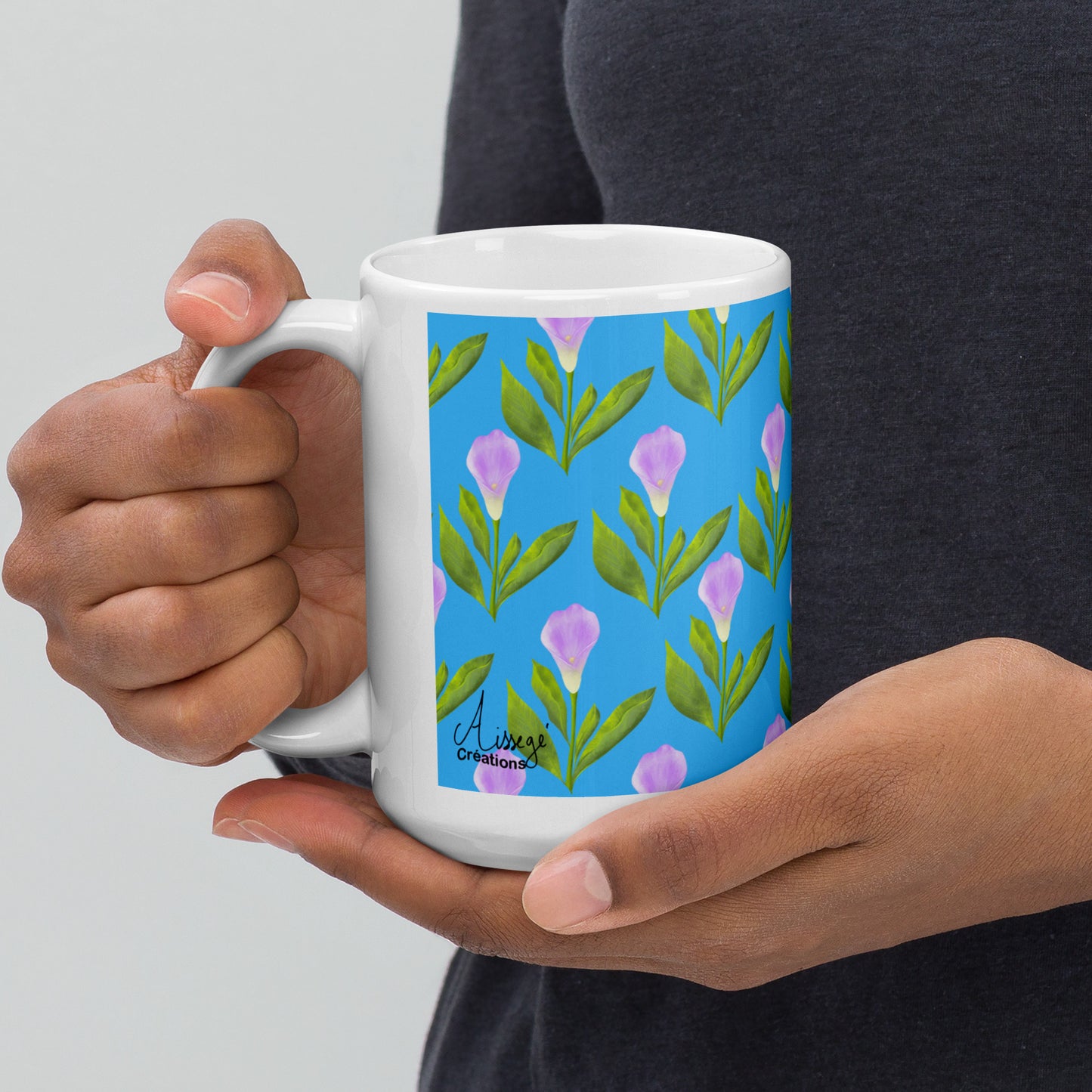 Mug Blanc Brillant "Arums"