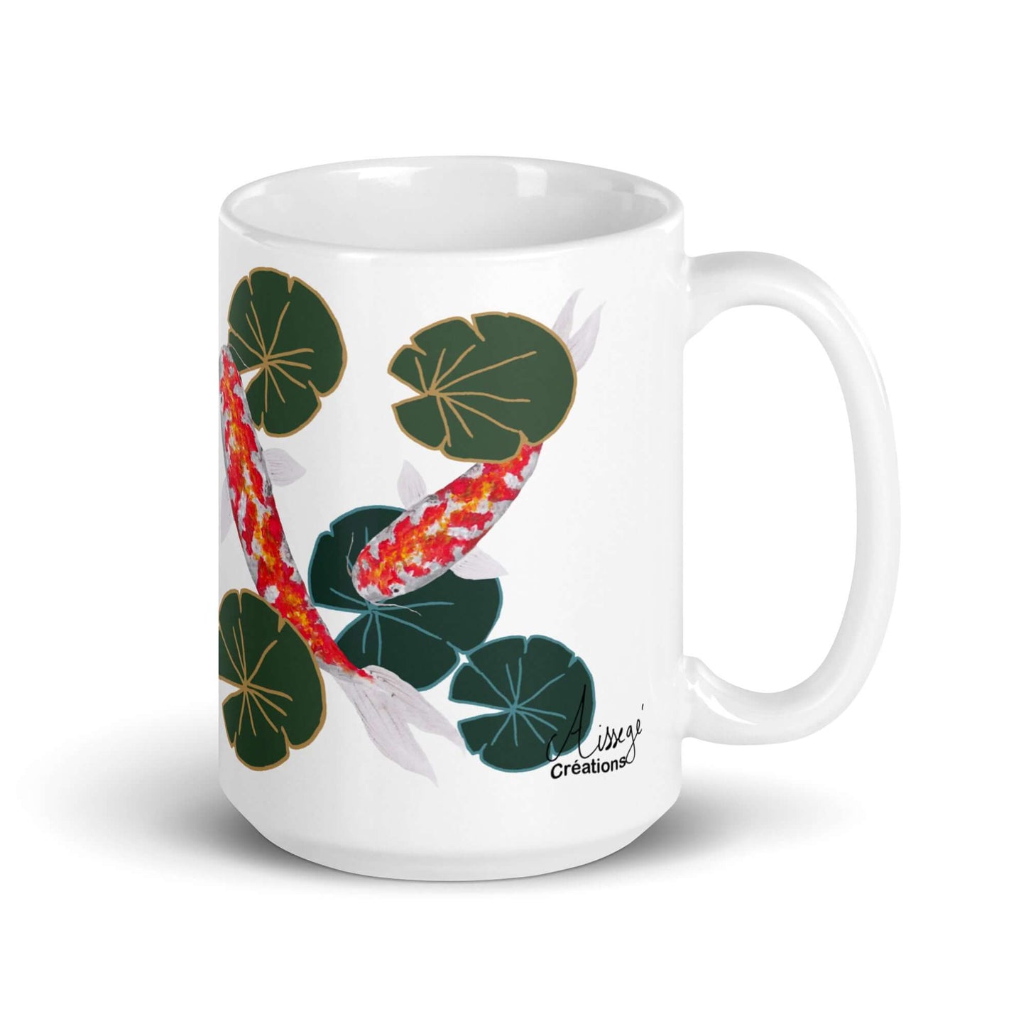 Glossy White Mug "Koi Carp"