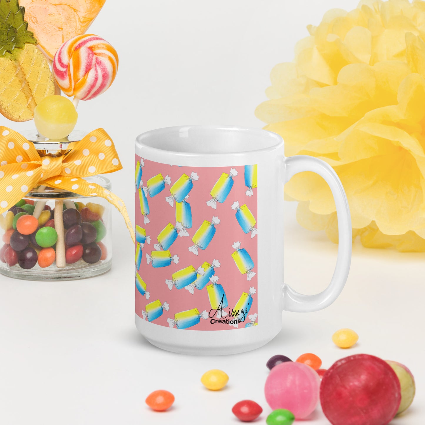 Mug Blanc Brillant "Les bonbons"