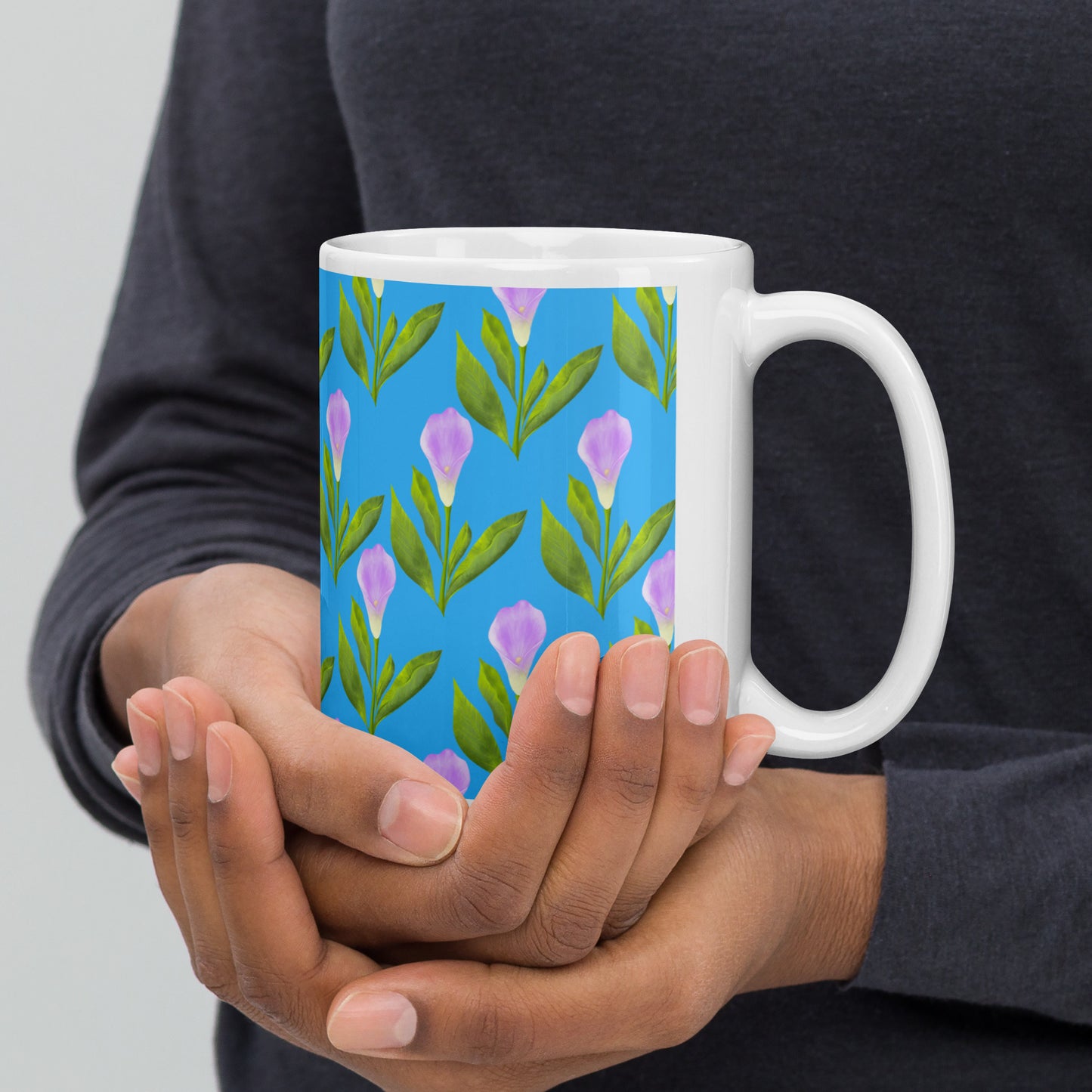 Mug Blanc Brillant "Arums"