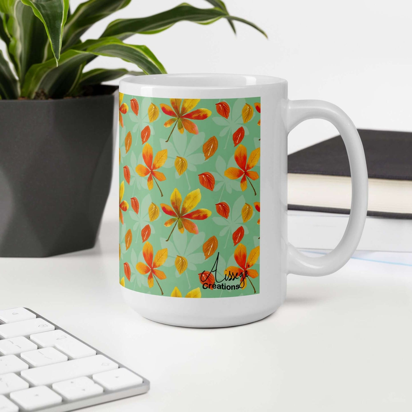 Mug Blanc Brillant "Automne"