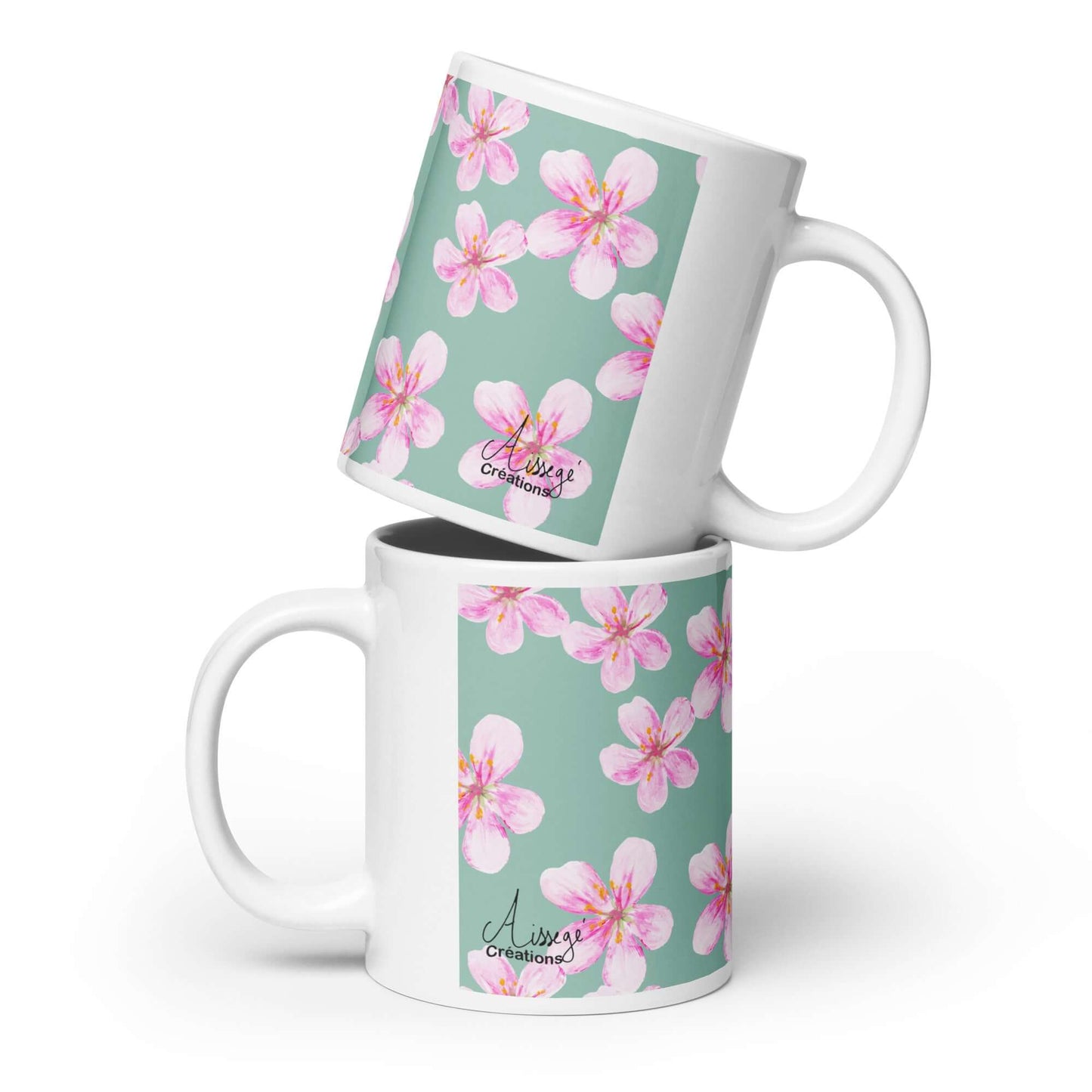 Mug Blanc Brillant "Petites Fleurs"