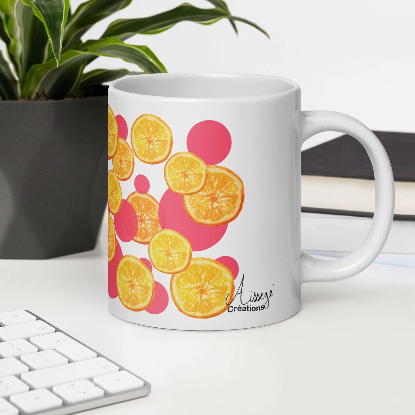 Glossy White Mug "Tart Oranges"